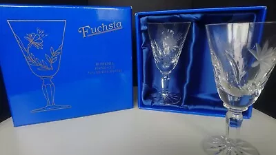 Buy Vintage Bohemia Hand Cut 24% Lead Crystal Claret / Wine Glasses Fuchsia Design  • 18£