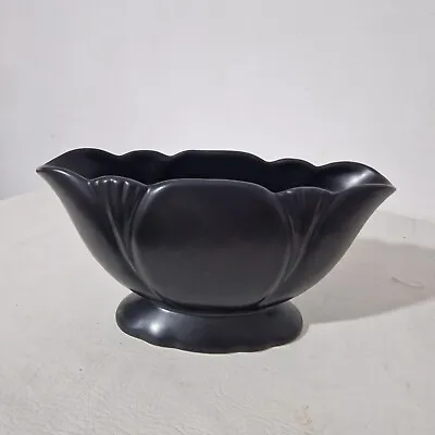 Buy Vintage Dartmouth Devon Mantle Vase Ceramic Black Scalloped H5.7  W10.5  L3.5  • 30£