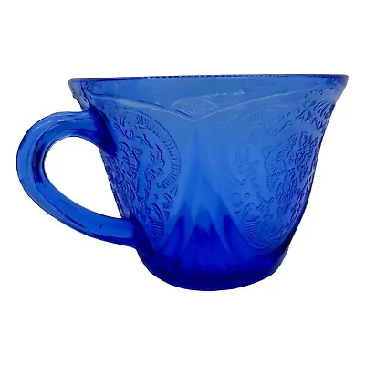 Buy Vintage 1930s Hazel Atlas Cobalt Blue Royal Lace Depression Glass Tea/Coffee Cup • 24.42£