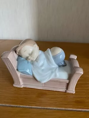 Buy Nao By Lladro ~ ‘Snuggle Dreams’. Baby Boy Fast Asleep Snuggled Up In Bed! VGC • 13.99£