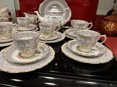 Buy Royal Albert Silver Birch China Tea Set With Tea Pot Very Pretty • 225£