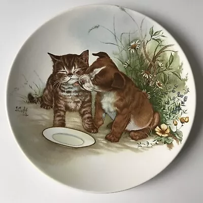 Buy Vintage Poole Pottery Plate, Puppy And Kitten Scene, Animal Lover Gift, Cute • 4.57£