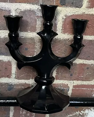 Buy Preowned Gothic Black Coated Glass Ornate Candelabra Dinner Candle Holder • 15£