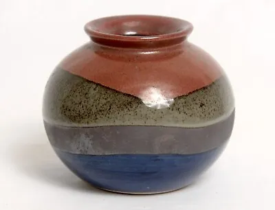 Buy Japanese Style Round Ceramic 3  Bud Vase Orange Green Brown  Blue Layered Glaze • 10.52£