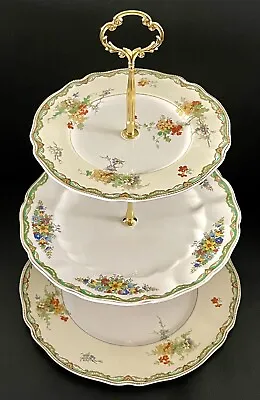 Buy Johnson Bros Old Staffordshire/Old Chelsea 3-tiered Cake Stand, England 1930s • 43.36£