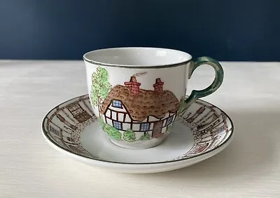 Buy John Maddock Royal Vitreous Thatched Cottage Cup & Saucer Hand Painted • 4.99£