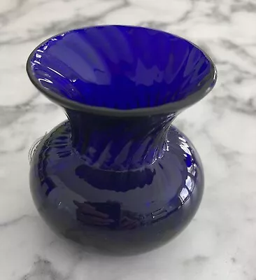 Buy Dartington Bristol Blue Glass Hand Blown Small Posy Vase. VGC • 2.50£