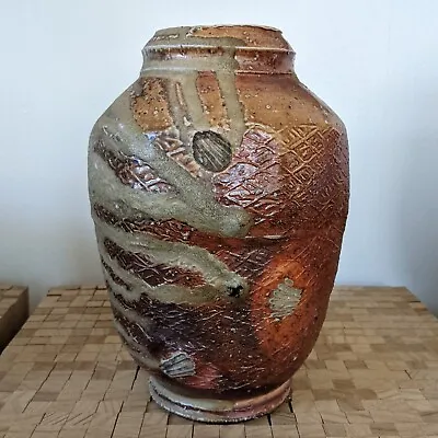 Buy Unknown Anagama Wood Fired Large Paddled Hexagonal Vase - Studio Art Pottery • 431.57£