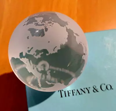 Buy Tiffany & Co Globe Etched Crystal Glass Paperweight, Etched, Original Box • 37.50£