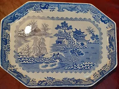 Buy Vintage MASON'S Ironstone Blue And White Willow Pattern 12  Octagonal Tray • 19.99£