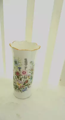 Buy Vintage AYNSLEY  Wild Tudor  Fine Bone China Vase - 15 Cms, Scalloped Edge • 7.50£
