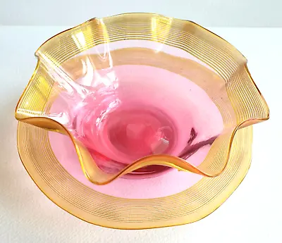 Buy Cranberry & Amber Glass Matching Bowl And Plate.  Early 20th Century • 40£