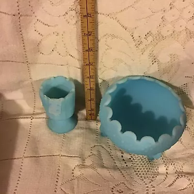 Buy Fenton Blue Satin Glass Vases (2) • 22.37£