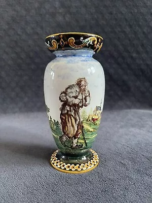 Buy Antique Gien France Hand Painted Countryside Scene Egg Shaped Pottery Vase • 55.03£