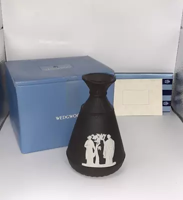 Buy Wedgwood Vintage Black Jasperware Bud Vase 4.5” In Original Box • 26.85£