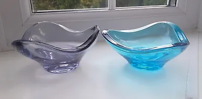 Buy Pair Of Sklo Union Jablonecke  Blue And Lilac  Art Glass Bowls By Vaclav Hanus • 28£