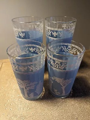 Buy VTG MCM Jeanette Glass Hellenic Blue Wedgwood Jasperware Drinking Glass 5 /6.5  • 26.55£
