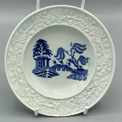 Buy Antique Pottery BLUE WILLOW  Staffordshire Transferware Toy Plate .true Blue EX. • 55£