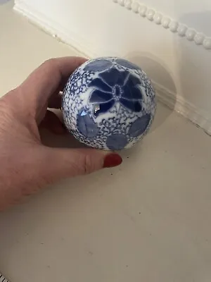 Buy Blue And White China Decorative Ball 3” Diameter-floral Leaf Pattern • 2£