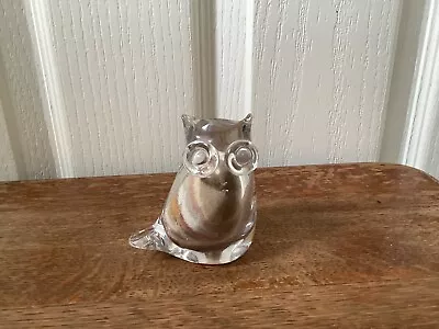 Buy Vintage Alum Bay Art Glass Clear Glass Sand Filled Owl Paperweight • 5.99£