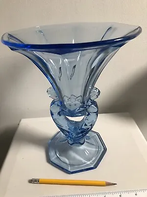 Buy Art Deco Blue Glass Lady Vase By Libochovice One Defect No Chips No Cracks 1.6kg • 58£