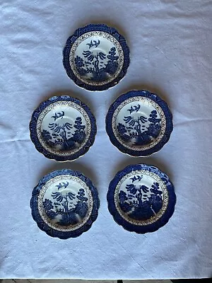Buy BOOTHS VINTAGE  REAL OLD WILLOW  5 X Saucers A8025 BLUE & WHITE PATTERN • 10£
