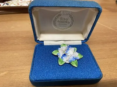 Buy Vintage Royal Adderley Floral Bone China Porcelain Brooch Pin Made In England • 9.99£