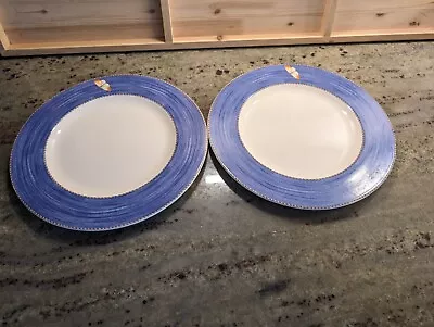 Buy 2x Wedgwood Queens Ware Sarah's Garden 27.5cm (10.75 ) Blue Dinner Plates • 25£