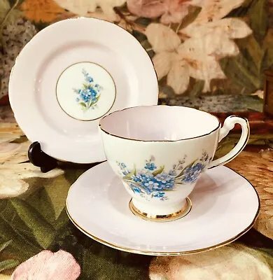 Buy Vintage Hammersly & Co Bone China Cup Saucer & Plate Trio C312“ Forget Me Nots” • 7£