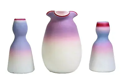Buy Burmese Glass Vase Gunderson Pairpoint Satin Milk USA Trio Circa 1930s • 280£