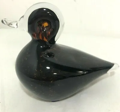 Buy Wedgwood Glass Duck Paperweight Speckled Brown Vintage 1970's Ref RSW232 • 18£