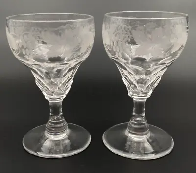 Buy Pair Of English Glasses Engraved With Fruiting Vine Motif Victorian • 30£