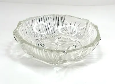 Buy Vintage Art Deco Cut Clear Glass Bowl Footed Sawtooth Edge Candy Trinket Nuts 6  • 11.51£