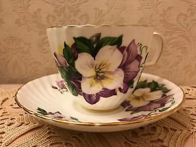 Buy Adderley Mie Fine Bone China Tea Cup Saucer Set Floral Design Ribbed Bowl Gold   • 11.41£