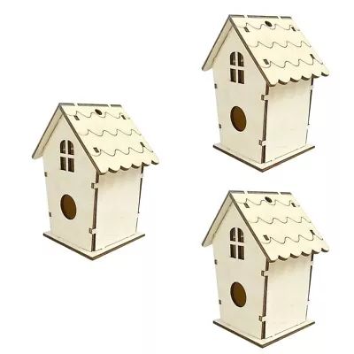 Buy  3 Count Bird Nest Decorative Houses Birdcage Wood Small Simple • 14.59£