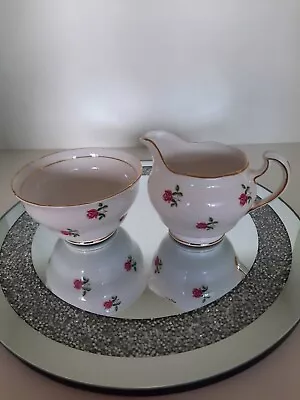 Buy Vintage Colclough Bone China Pink Rosebuds Milk Jug & Sugar Bowl  • 7.99£