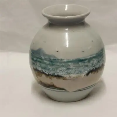 Buy HIGHLAND STONEWARE ? Scottish Studio Pottery Vase  Seascape Unsigned 15 Cm Tall • 18.98£