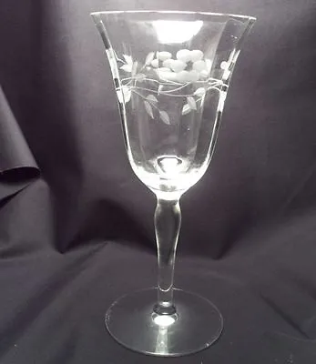 Buy Elegant Crystal 7 1/2  Wine Optic Glass Gray Cut Floral & Leaves 1 + 1 Free 1866 • 4.77£