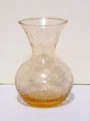 Buy Small 4.25  Pink Crackle Glass Round Bottom Vase Made In Foreign Country • 20.40£