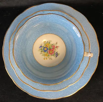 Buy George Jones Crescent China Trios Turquoise Tea Cup Saucer TeaPlate • 25£
