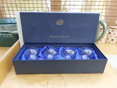 Buy BNIB 4 X Bohemia Crystal Glass Brandy Glasses Czech Republic  15.5cm Tall • 20£