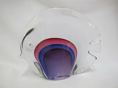 Buy Large Signed MURANO Glass Pink & Purple Glass Angel FISH Sculpture Figurine • 332.06£