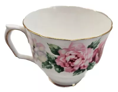 Buy Vintage Crown Staffordshire England Fine Bone China Teacup Pink Floral Scalloped • 23.71£