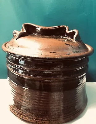 Buy Vintage Large Lidded Jar Sutton Studio Pottery Signed 9”x10” MCM • 31.29£