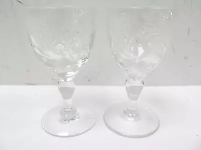 Buy Royal Brierley Pair Of Cut Glass Floral Motif Small 13.5 Cm Wine Goblets • 9.99£