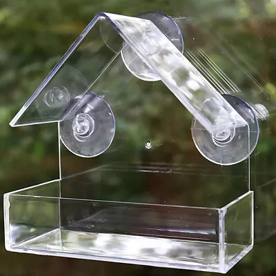 Buy Window Bird Feeder Glass Table Seed Peanut Tray Hanging Perspex Clear View UK • 5.99£