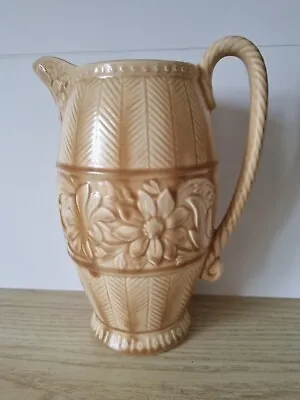 Buy Large Art Deco Falcon Ware Beige Embossed Jug Vase - 22cm Tall • 18£