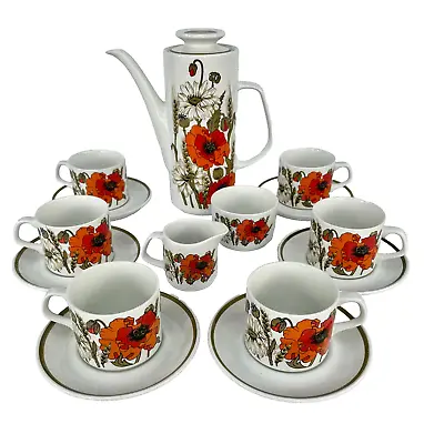 Buy J &G Meakin  Iconic Poppy Pattern 15pc Coffee Set Or 14pc Tea Set Vintage 1970s • 49.50£