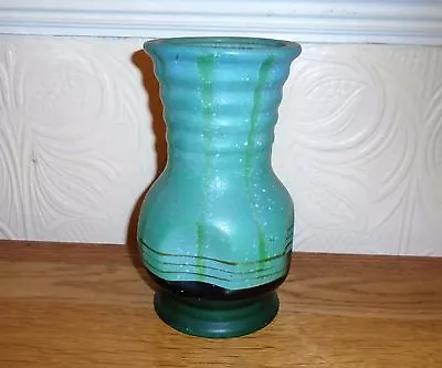 Buy Rather Nice Original Retro Vintage 1940's 1950's Green Pottery Flower Vase • 14£