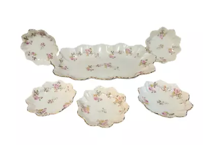 Buy Antique Limoges French Floral Scalloped Edge Porcelain Set Of6 Berry Dessert Set • 242.01£